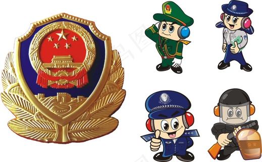 警察 警徽 卡通警察