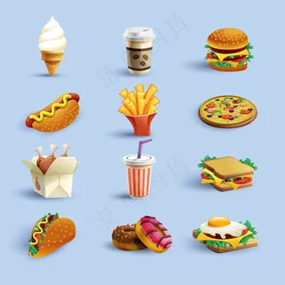 矢量快餐美食精美图标