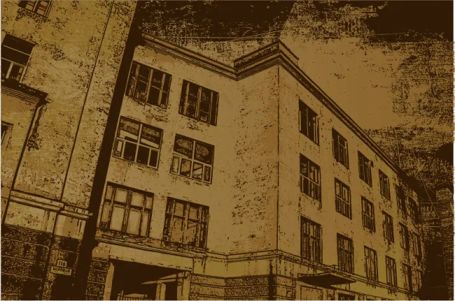 怀旧城市建筑矢量图eps,ai矢量模版下载