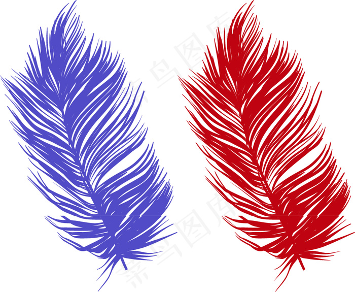 彩色羽毛矢量素材