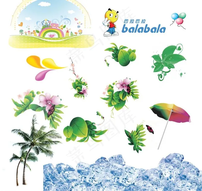 夏季素材图片(3543X3543(DPI:300))psd模版下载