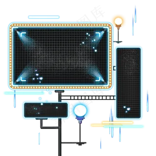 撞色霓虹灯管底框,免抠元素