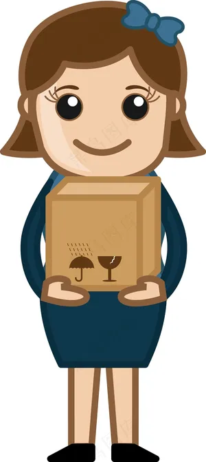 女人抱着脆弱的盒子矢量字符的卡通插...