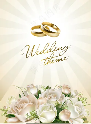浪漫鲜花婚礼主题矢量素材