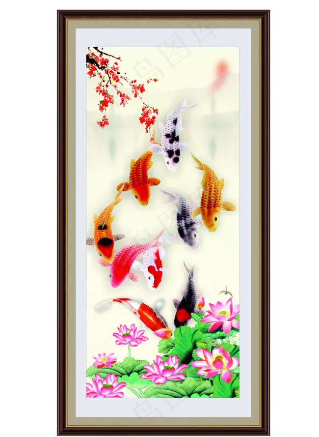 九鱼图矢量文件(210X297)cdr矢量模版下载