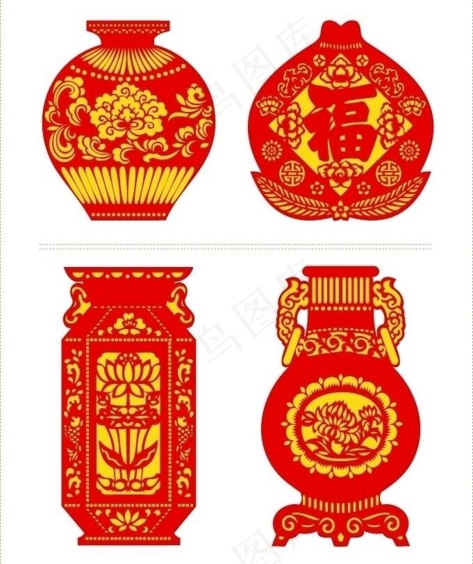 中国剪纸艺术图片ai矢量模版下载