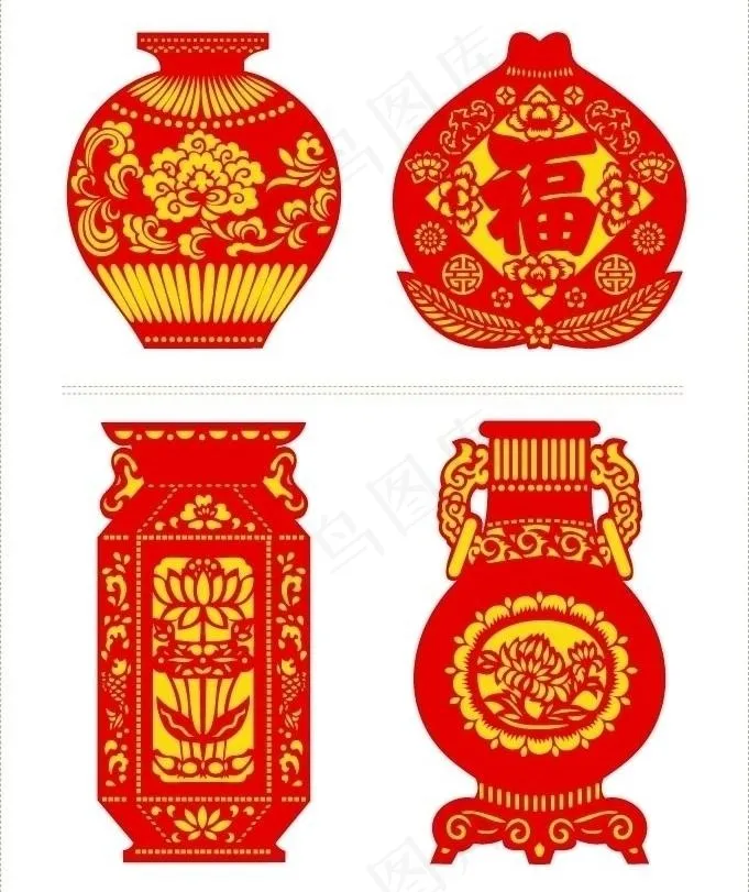 中国剪纸艺术图片ai矢量模版下载