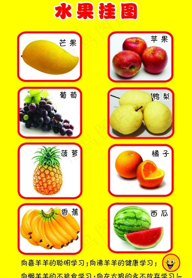 水果挂图图片psd模版下载