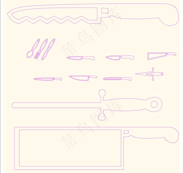 手绘刀具图片cdr矢量模版下载