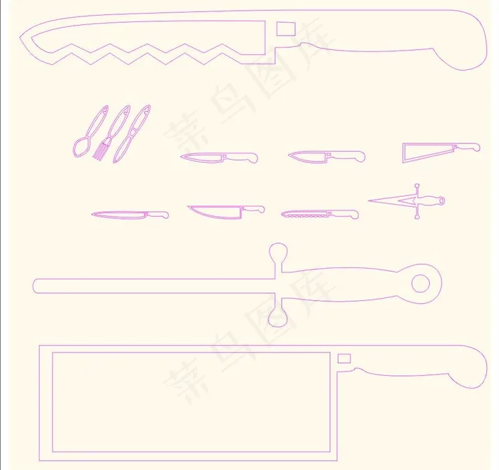 手绘刀具图片cdr矢量模版下载