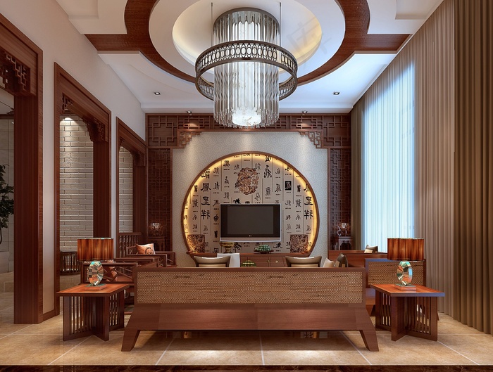 中式风格客厅效果图