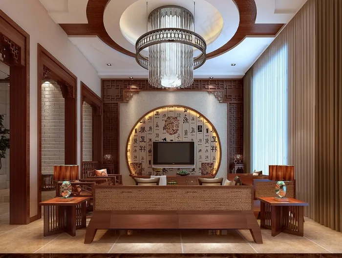 中式风格客厅效果图
