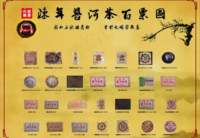 陈年普洱百票图 58.86cdr矢量模版下载