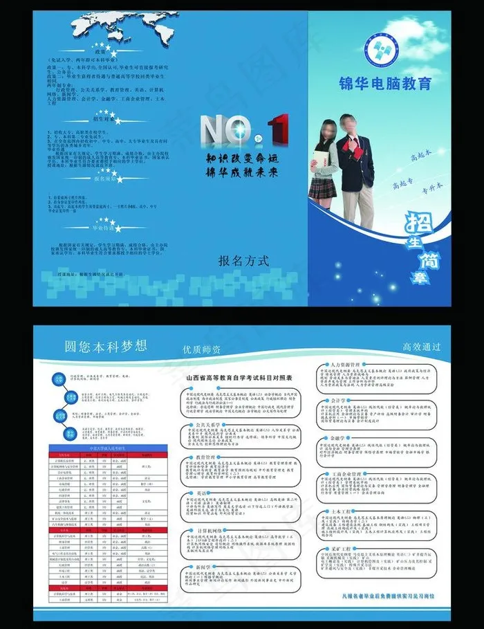 学校招生三折页图片cdr矢量模版下载