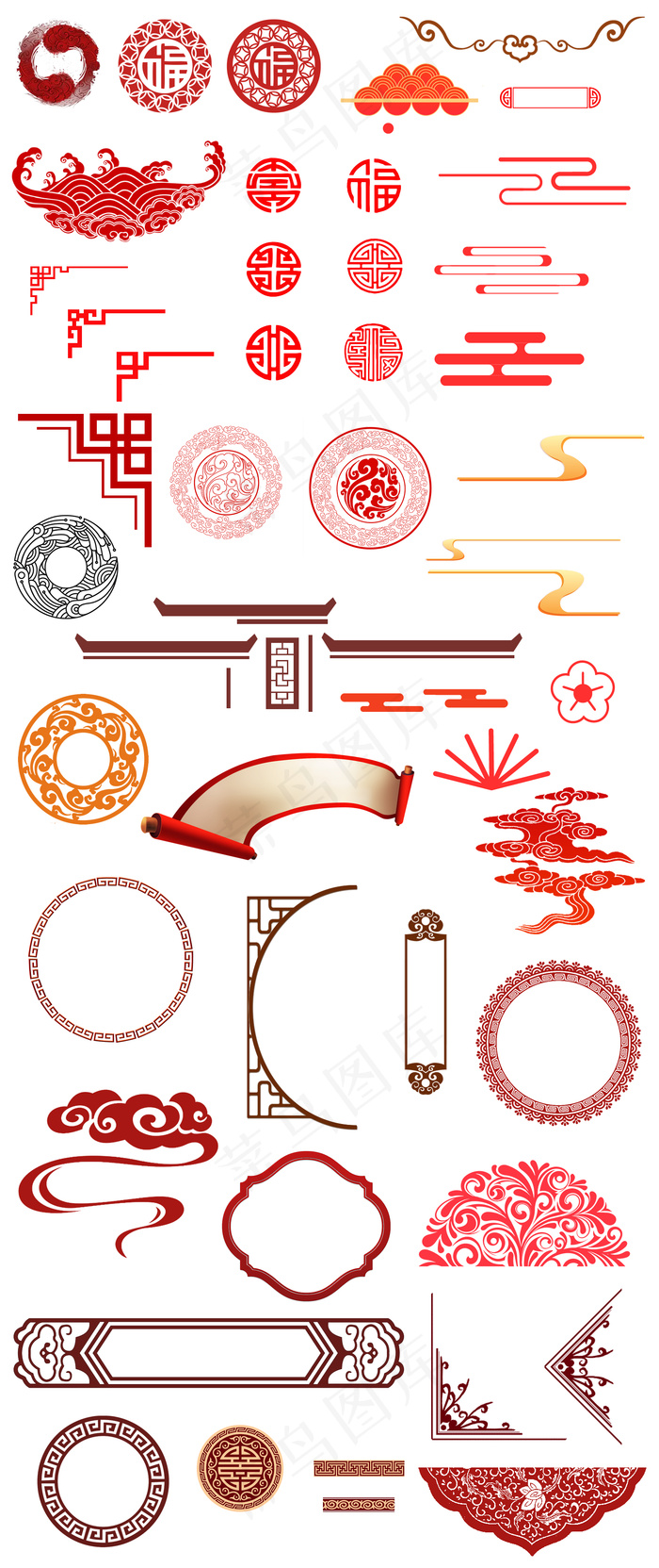 中国风古典边框中式祥云装饰素材