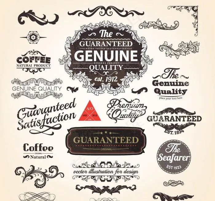 欧式花纹花边框装饰图片eps,ai矢量模版下载