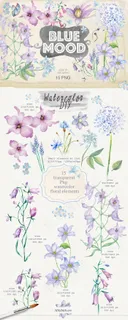 唯美PNG免抠水彩手绘花卉花环 唯美PNG免抠水彩手绘花卉花环