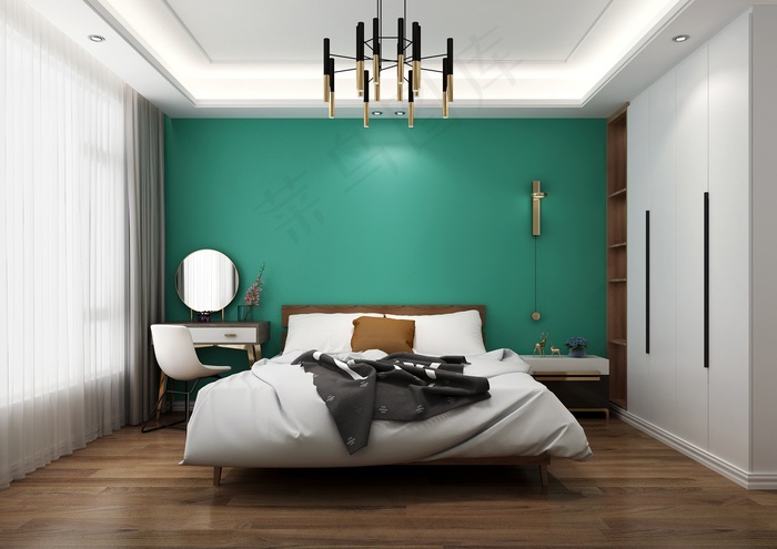 客餐厅卧室效果图北欧现代轻奢