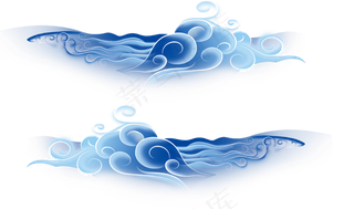 蓝色手绘古代祥云