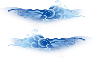 蓝色手绘古代祥云