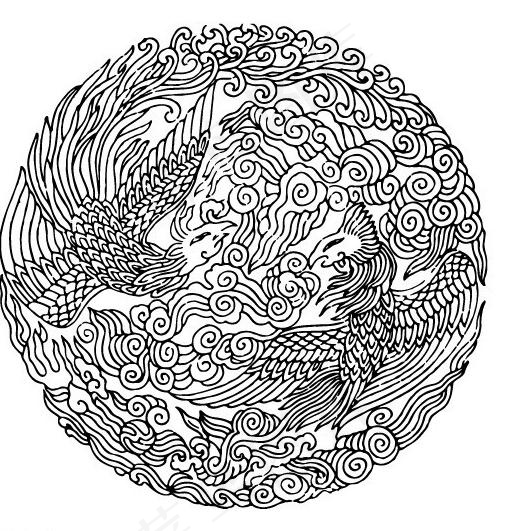 矢量双凤图eps,ai矢量模版下载