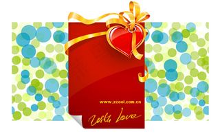 立体心形丝带和梦幻背景矢量素材