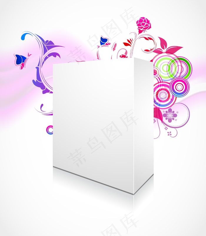 花卉背景矢量3D布兰克箱