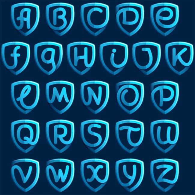 蓝色盾牌字母eps,ai矢量模版下载