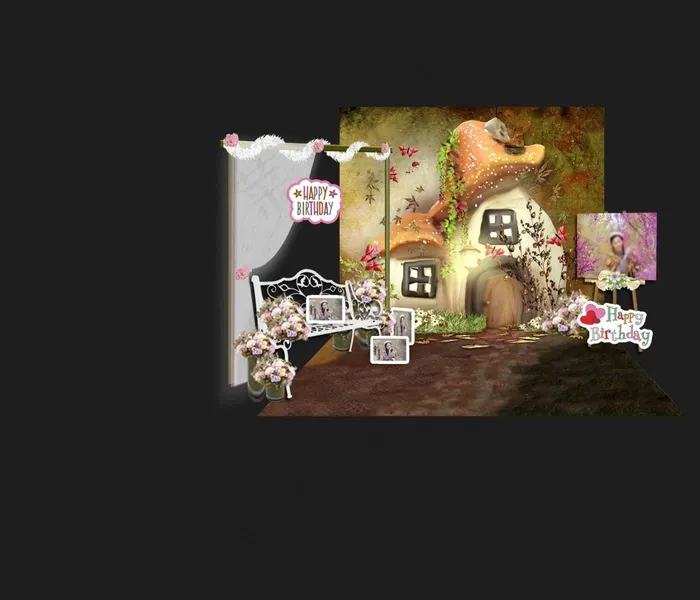 金陵罗曼时光 生日迎宾区设计psd模版下载