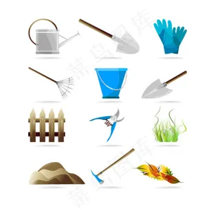 卡通花朵工具矢量素材