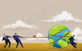 拉动地球职场男女商务办公素材