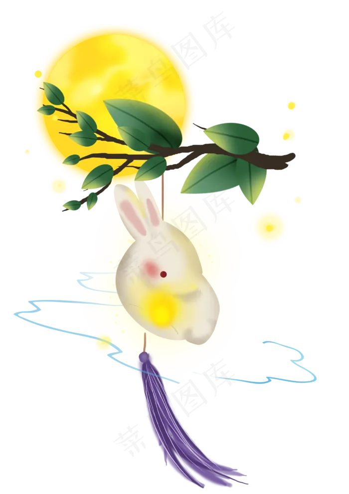 中秋节兔子灯和月亮,免抠元素(2480*3508px 300 dpi )psd模版下载