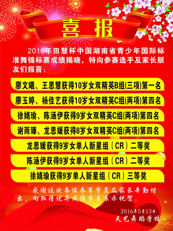 舞蹈学校获奖海报cdr矢量模版下载