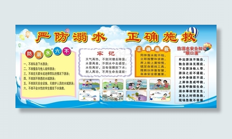 防溺水宣传栏cdr矢量模版下载
