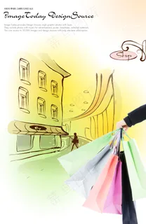 卡通购物海报背景PSD素材