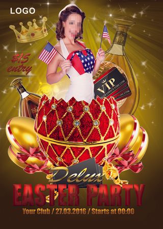 复活节美女海报PSD设计模板