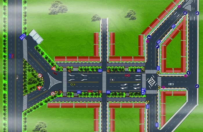 街道标牌标线鸟瞰图图片(3508X2480(DPI:300))psd模版下载