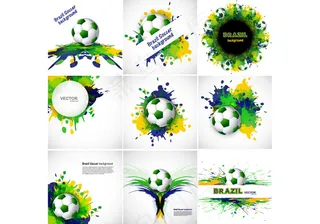 巴西足球矢量创意素材卡片设计