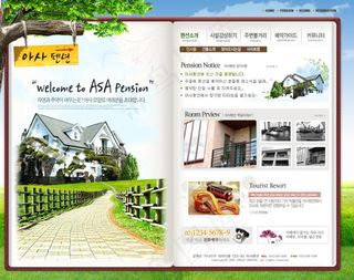 绿色大气韩国网页模板PSD分层