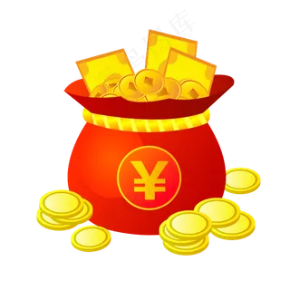 矢量卡通金属金币红包,免抠元素