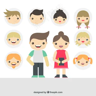 女孩和男孩的插图