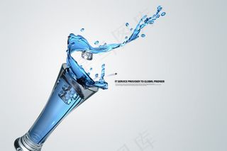 高清PSD分层素材喷溅的蓝水