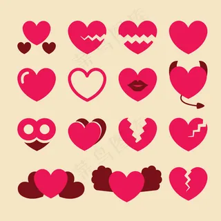 情人节玫红色爱心矢量图