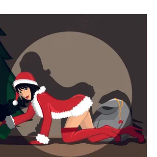 处女和圣诞服装矢量02