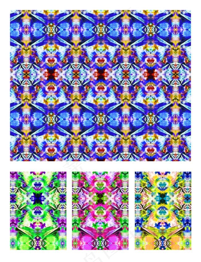 彩色渐变几何图数码印花设计