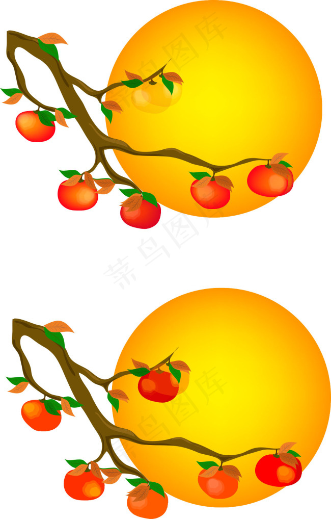 中秋节柿子矢量素材psd模版下载