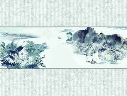 水墨画强化玻璃图图片