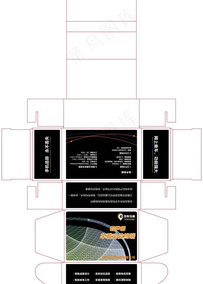 gps包装盒图片ai矢量模版下载