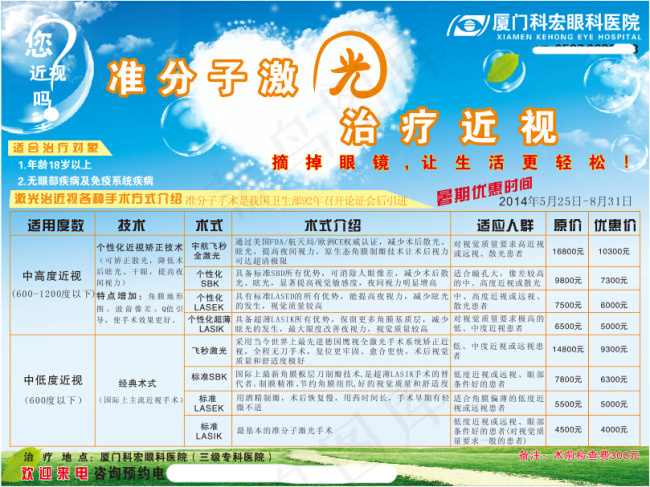 厦门科宏眼科医院广告(210X297)cdr矢量模版下载