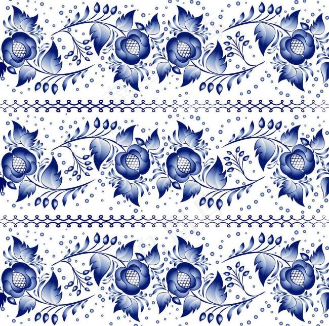 蓝色花纹花卉图片
